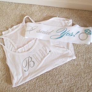 💐 Sparkling Bridal tank top w/ I said yes sash💐